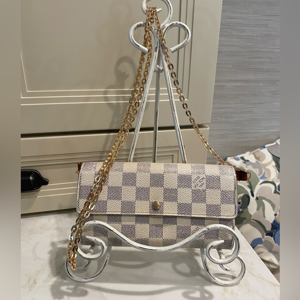 Louis Vuitton Cream and Gray Checkered Damier Wallet